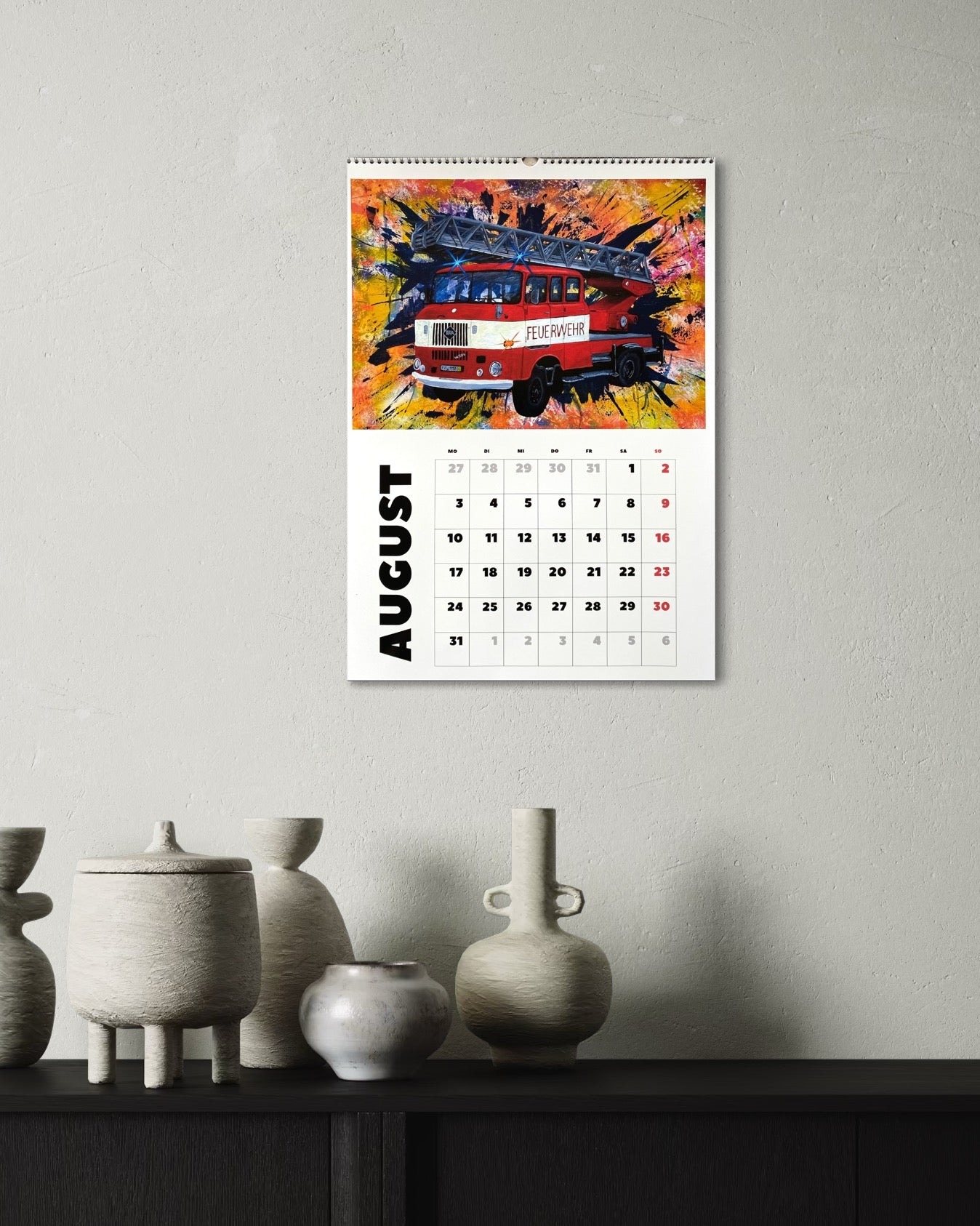 Feuerwehr Kunstkalender 2026 - 12 einzigartige Feuerwehrautos - Lavalle.112