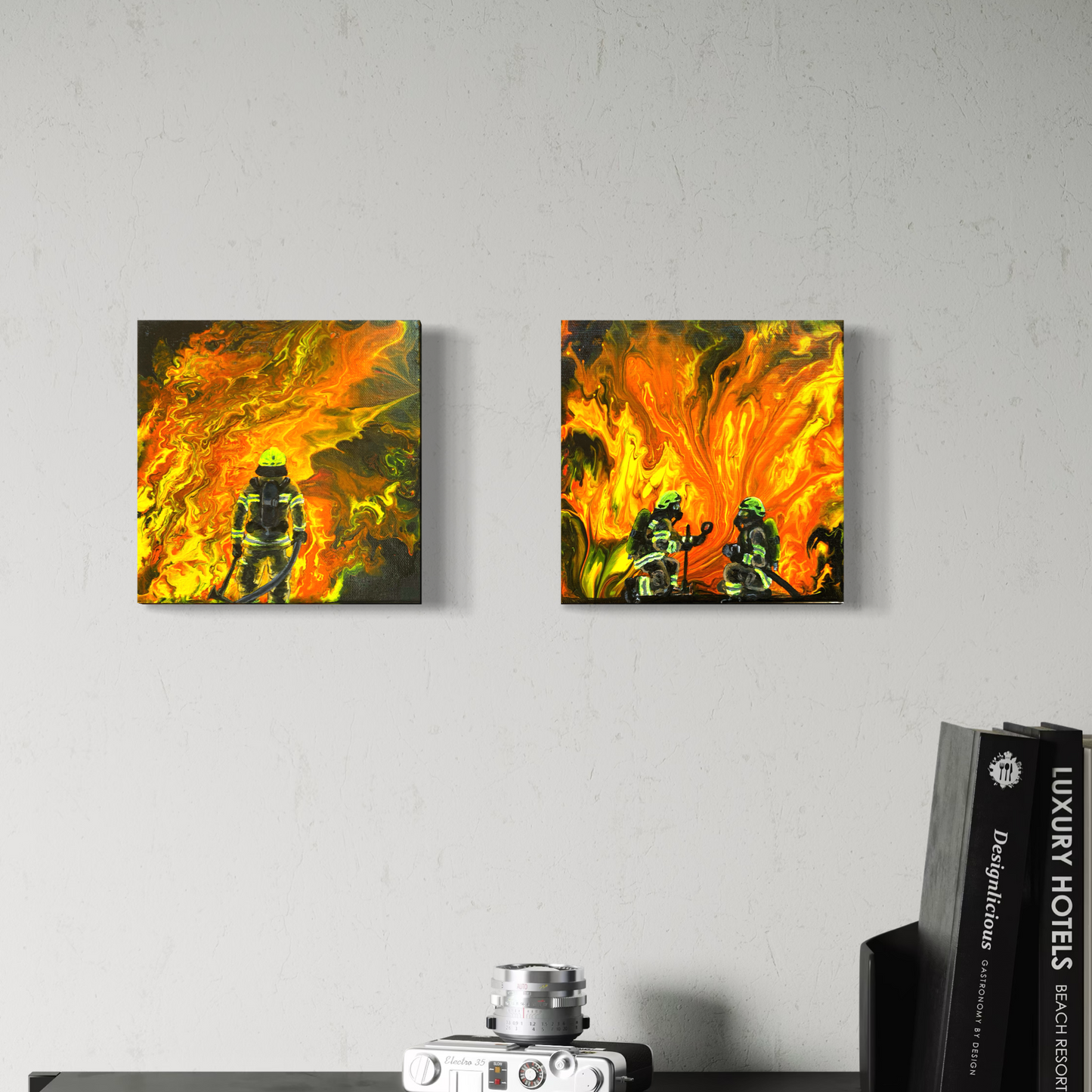 Handgemaltes Feuerwehrbild "AGT im Einsatz"