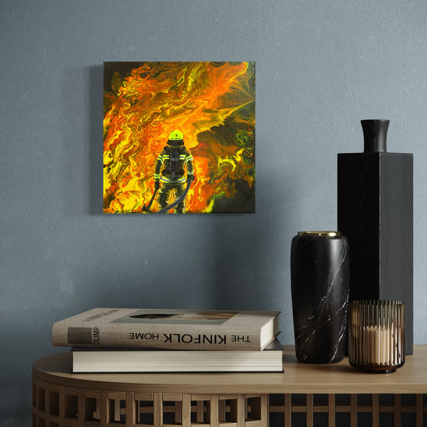 Handgemaltes Feuerwehrbild "AGT im Einsatz"